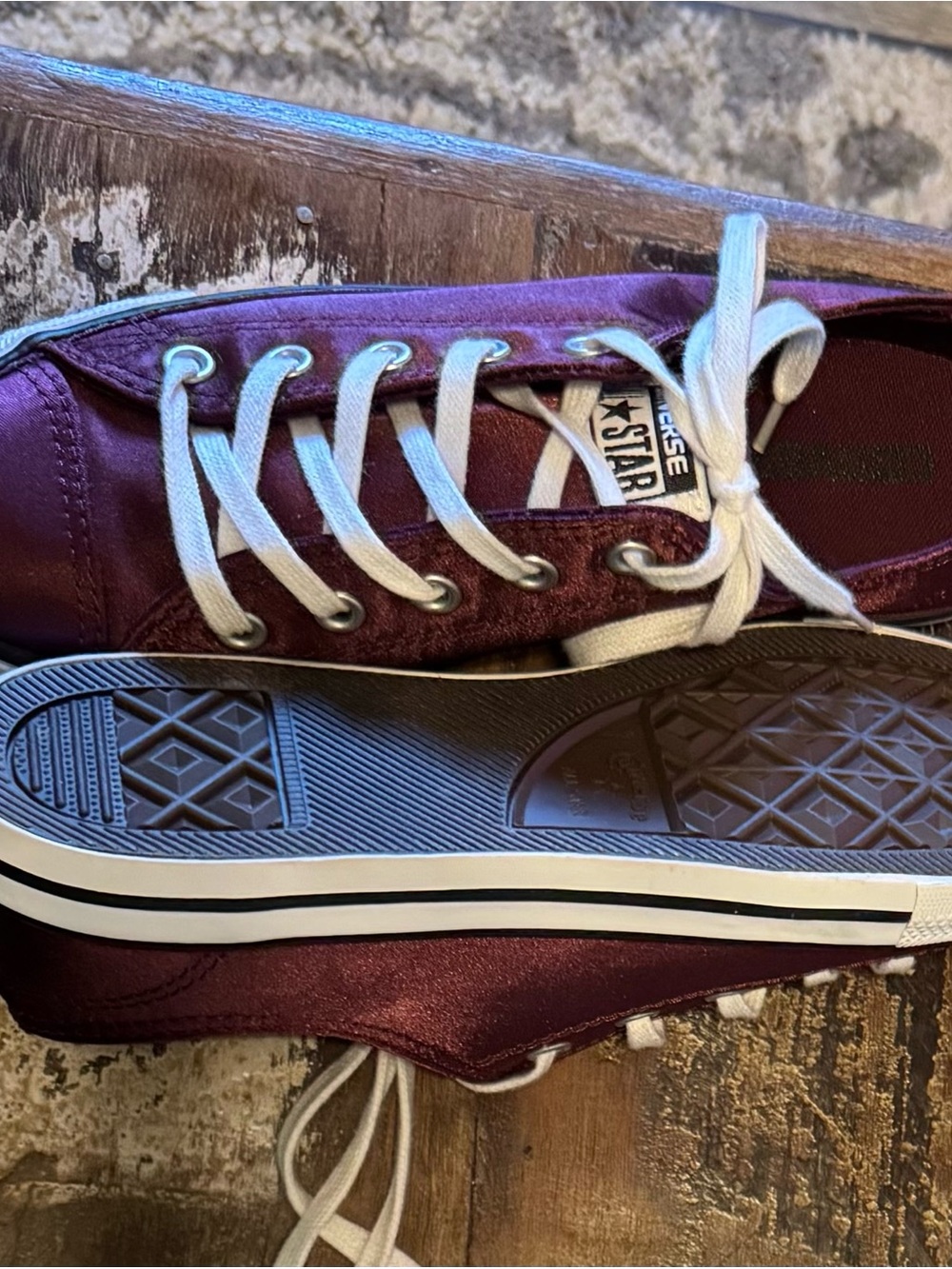 Converse Low Top Sneakers - Burgundy with White Accents - Picture 2 of 2